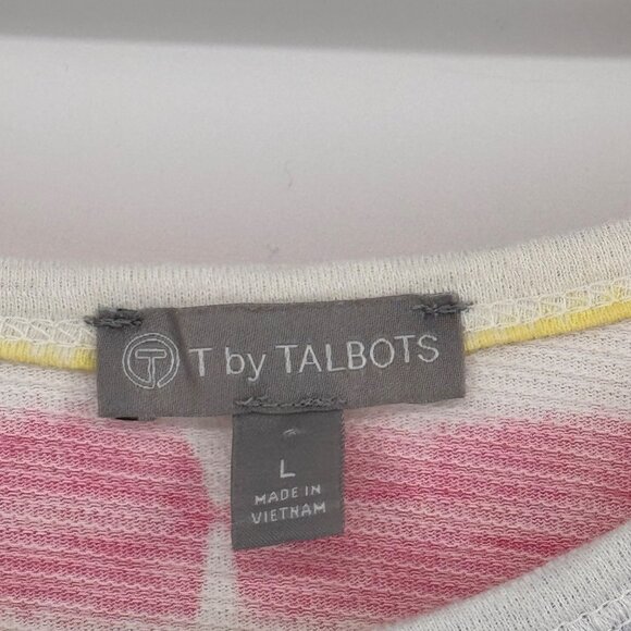 T By Talbots Womens Striped Cotton top shirt tie dye size Large side tie - Picture 2 of 10